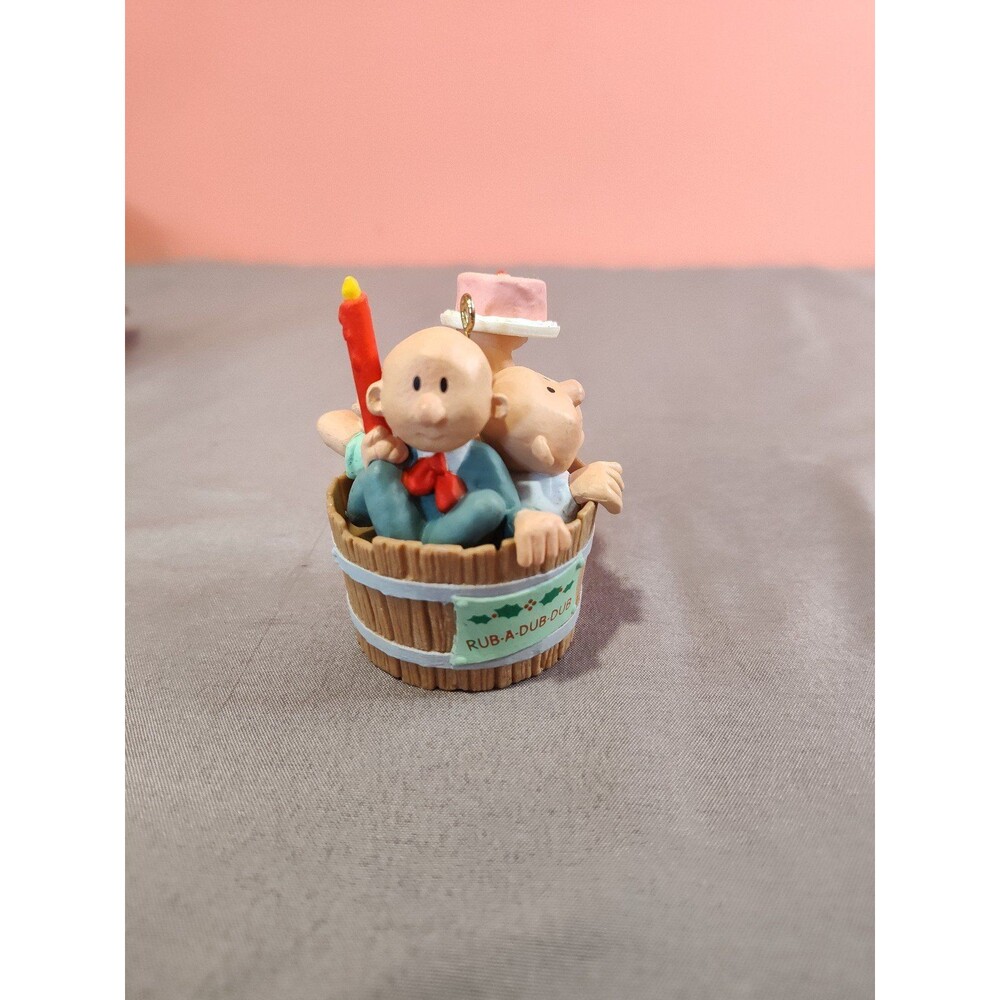 Vintage Hallmark Three Men in a Tub Ornament 1987